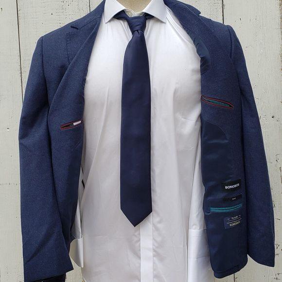 Bonobos Italian Stretch Wool Flannel Blazer Suit Jacket Bright Navy Men 40R Slim - Picture 11 of 13